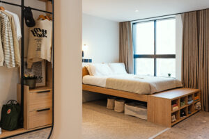 a bed with a bed underneath it