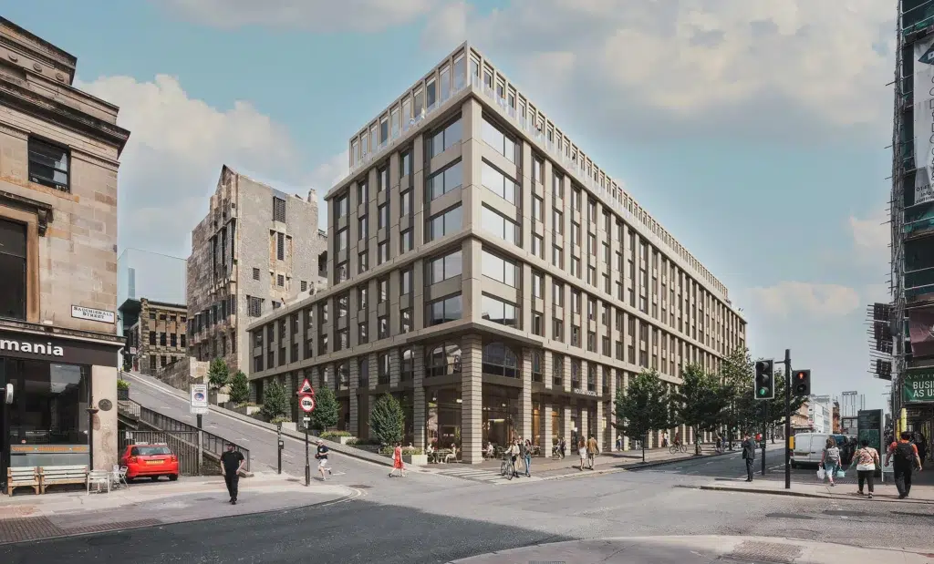 a building with many windows